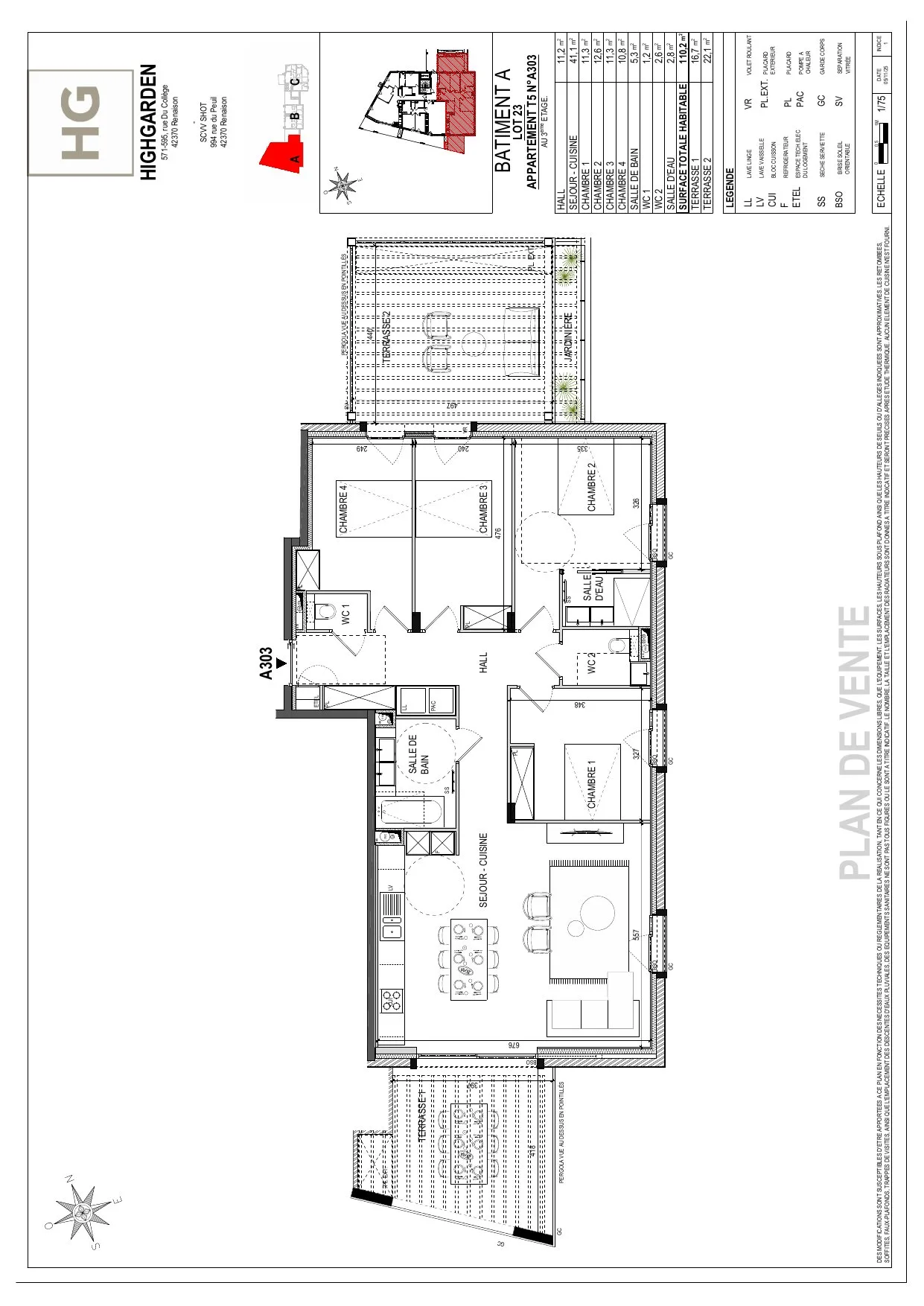 Plan du lot A303