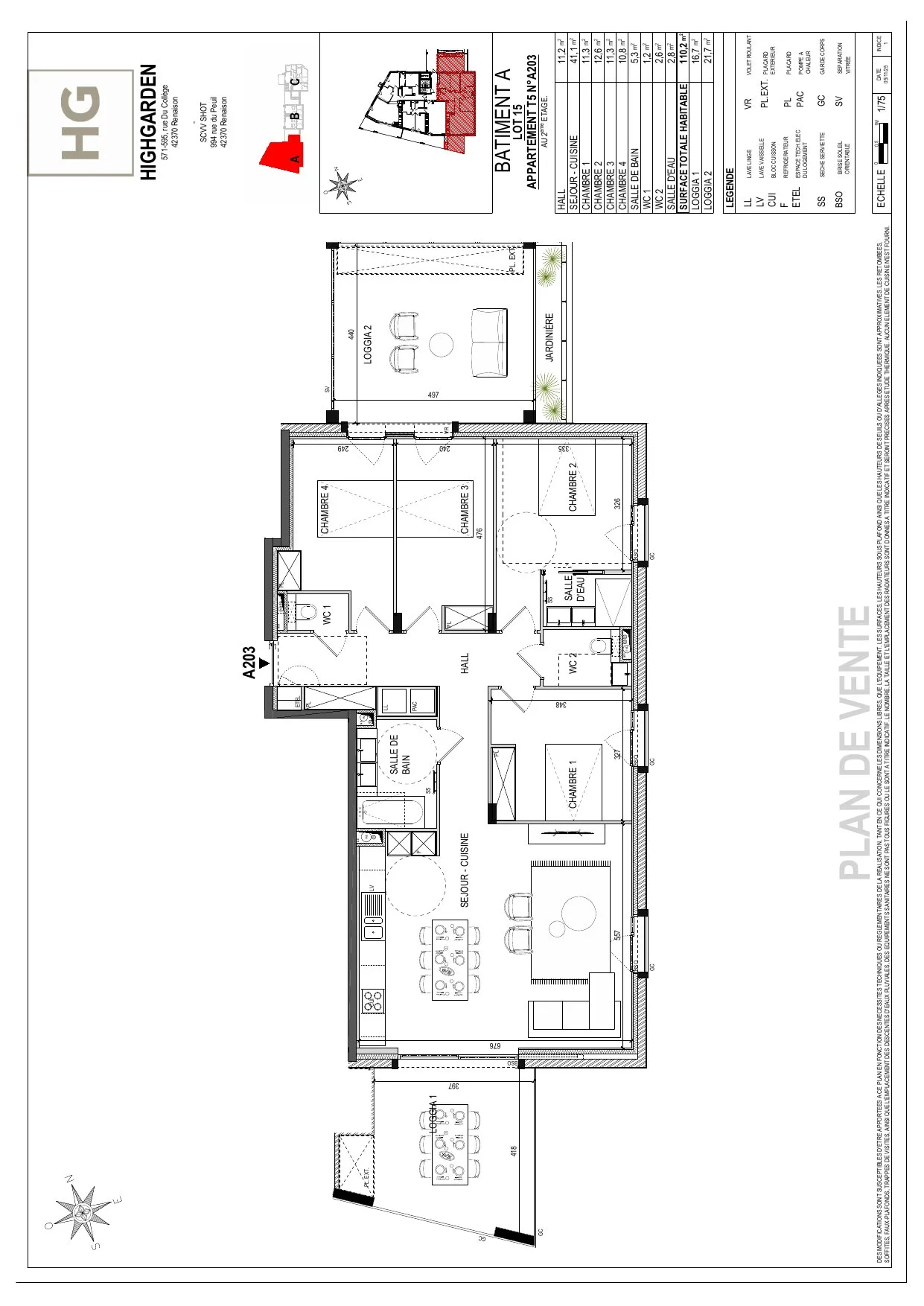 Plan du lot A203