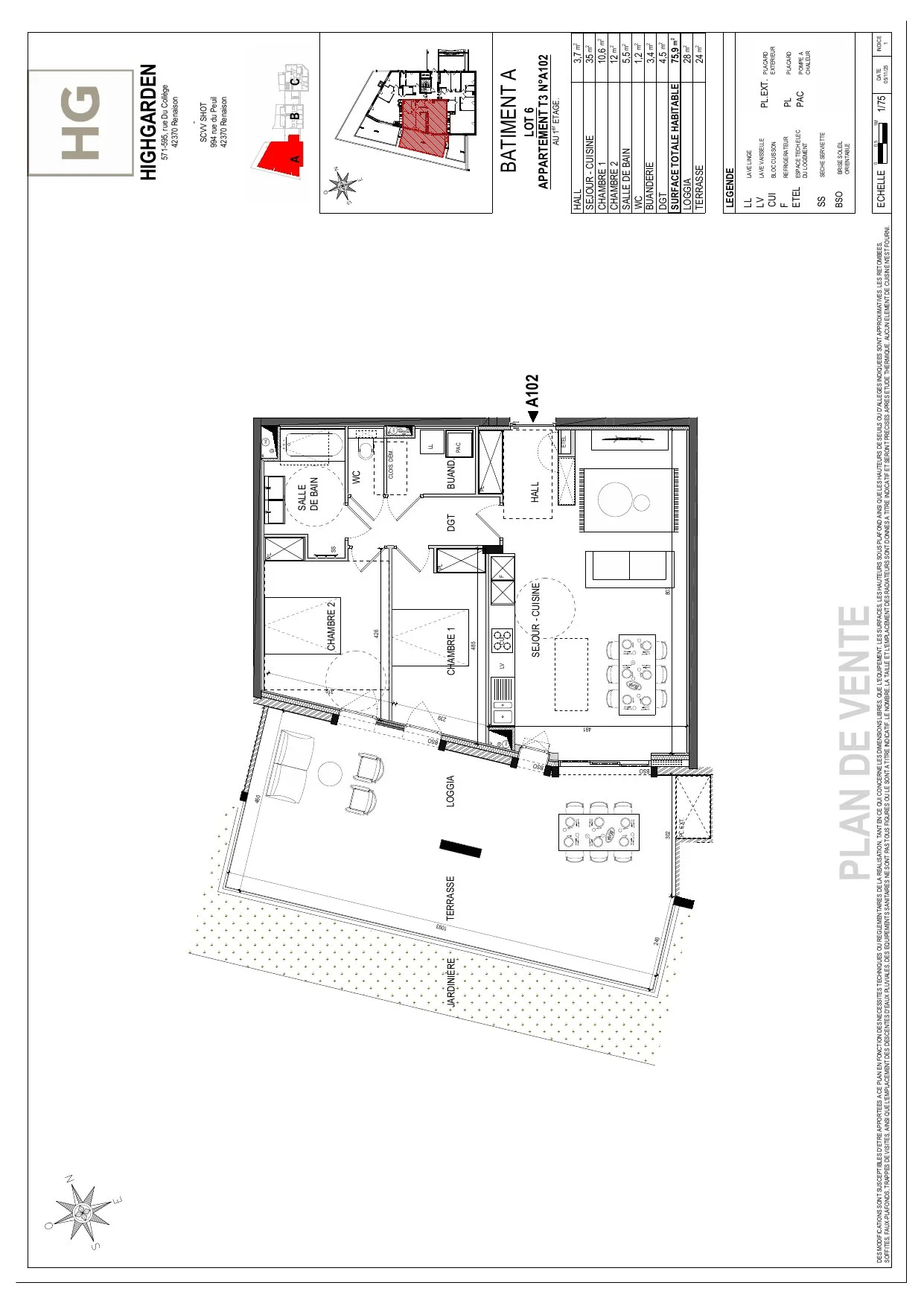 Plan du lot A102