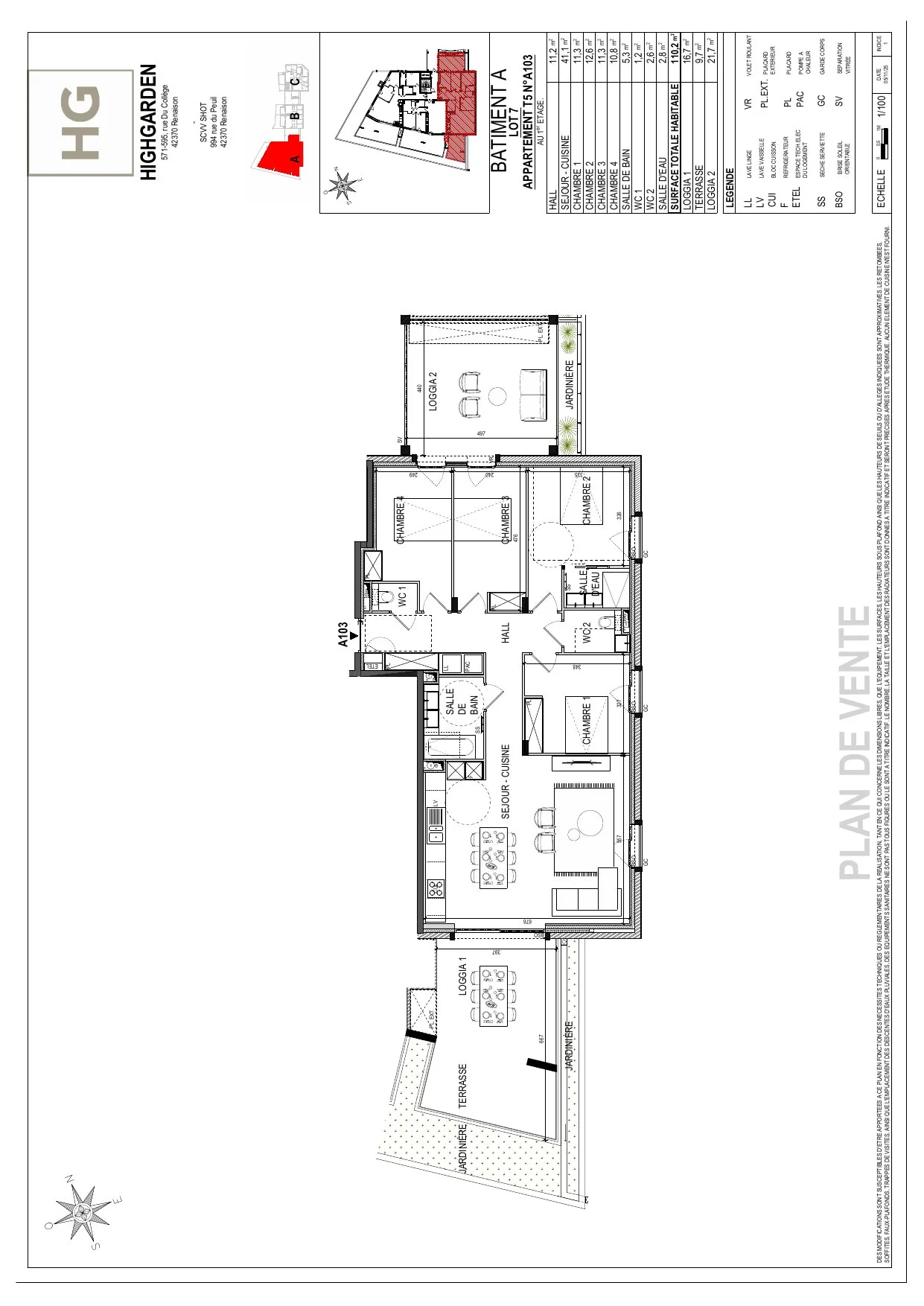 Plan du lot A103