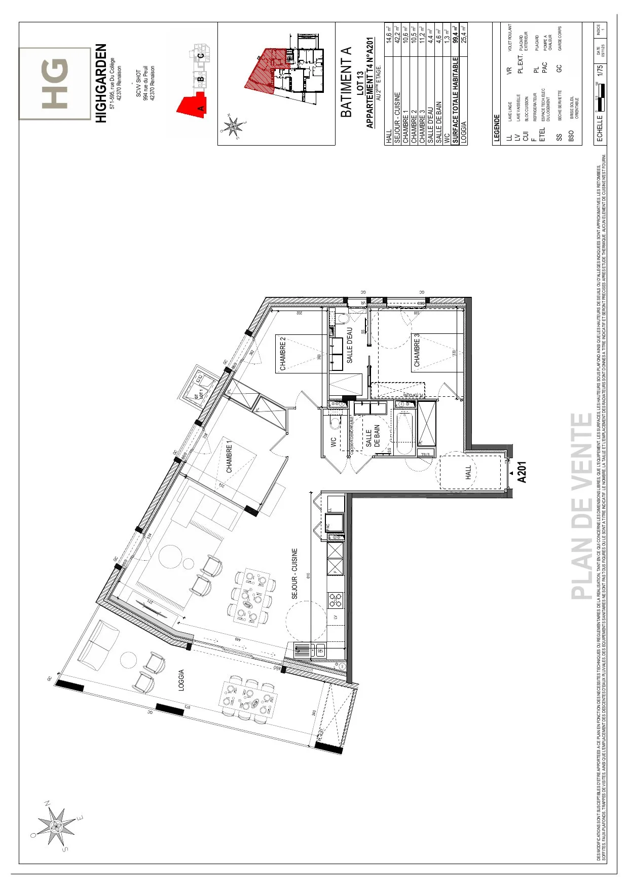 Plan du lot A201